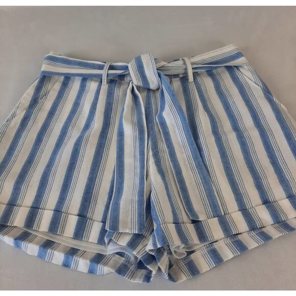 Umgee Striped  Paperbag Lined Shorts Coastal Grandma Beach Boho Chic Preppy Cool - Picture 1 of 10